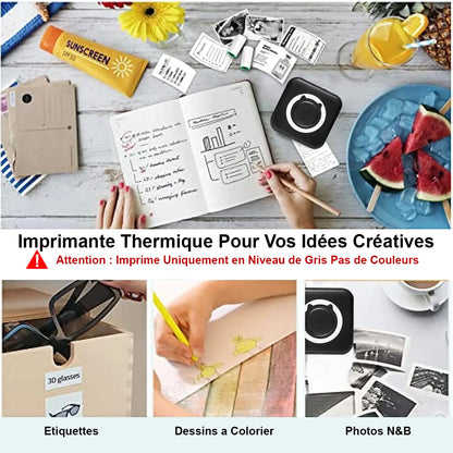 Imprimante thermique portable pour vos idées créatives....Etiquettes, dessins a colorier, photos en noirs et blanc, etc, etc, etc.....