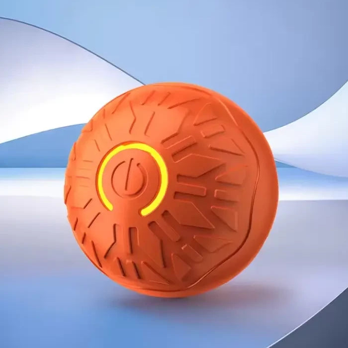 Balle interactive rebondissante orange en gros plan