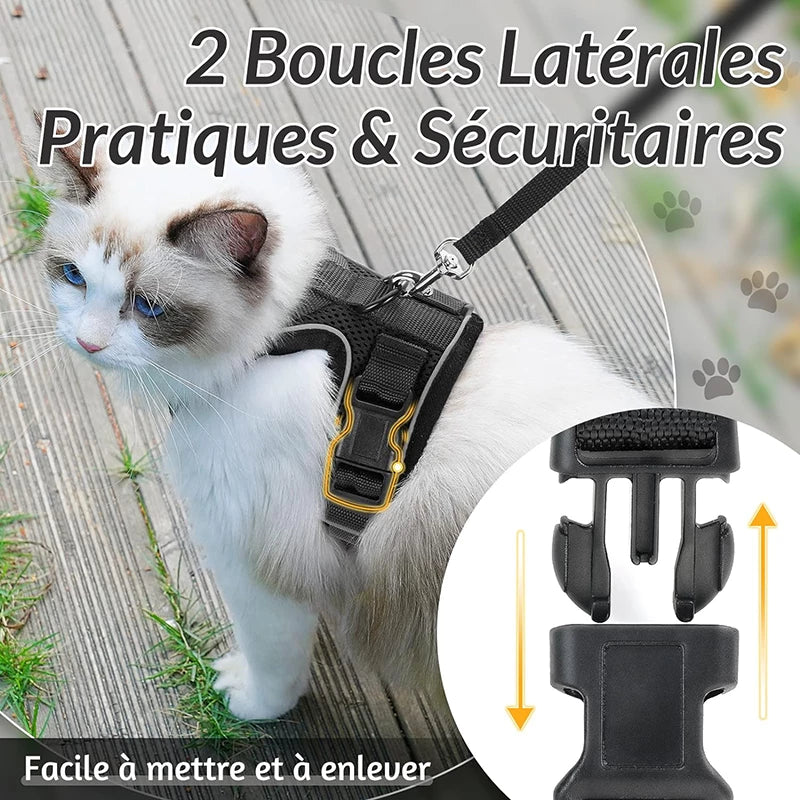 Harnais pour chat ou petit chien. 2 boucles latérales et 2 boucles en dessous. Facile a passer et a enlever