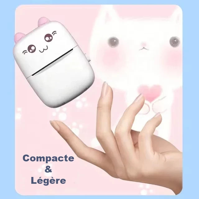 Mini imprimante thermique portable. Sans encre. Compacte et légère 